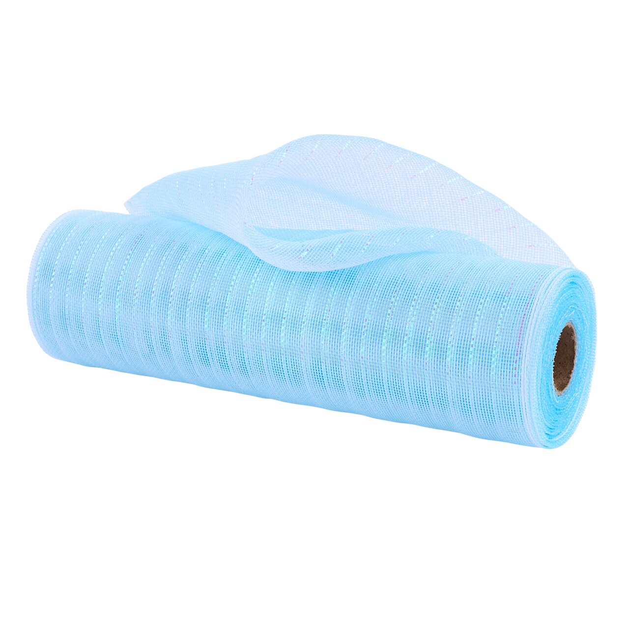 Deco Poly Mesh - 10.25" Iridescent Light Blue Fine Weave Mesh for Wreaths, Crafts, and Decorations